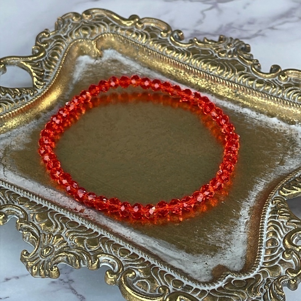 Red Beaded Elastic Bracelet